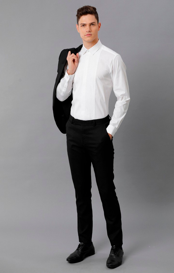 Men's White Cotton Solid Formal Shirt