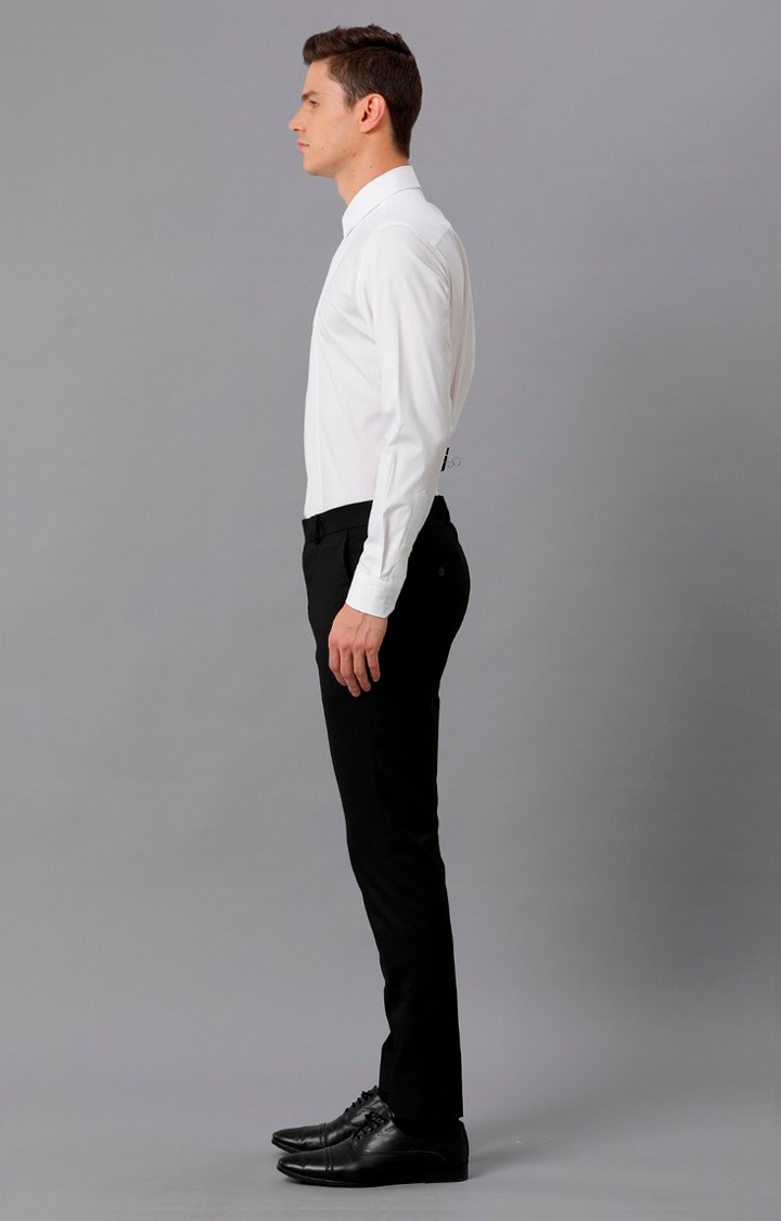 Men's White Cotton Solid Formal Shirt