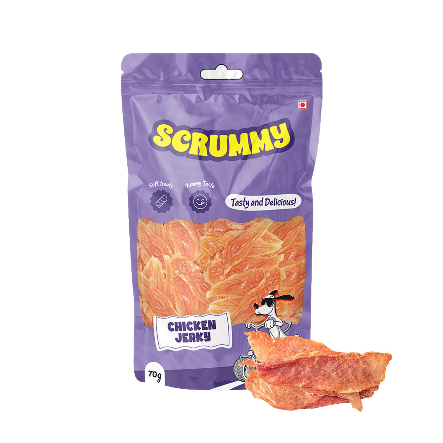 Scrummy Premium Chicken Jerky Dog Treats 70g