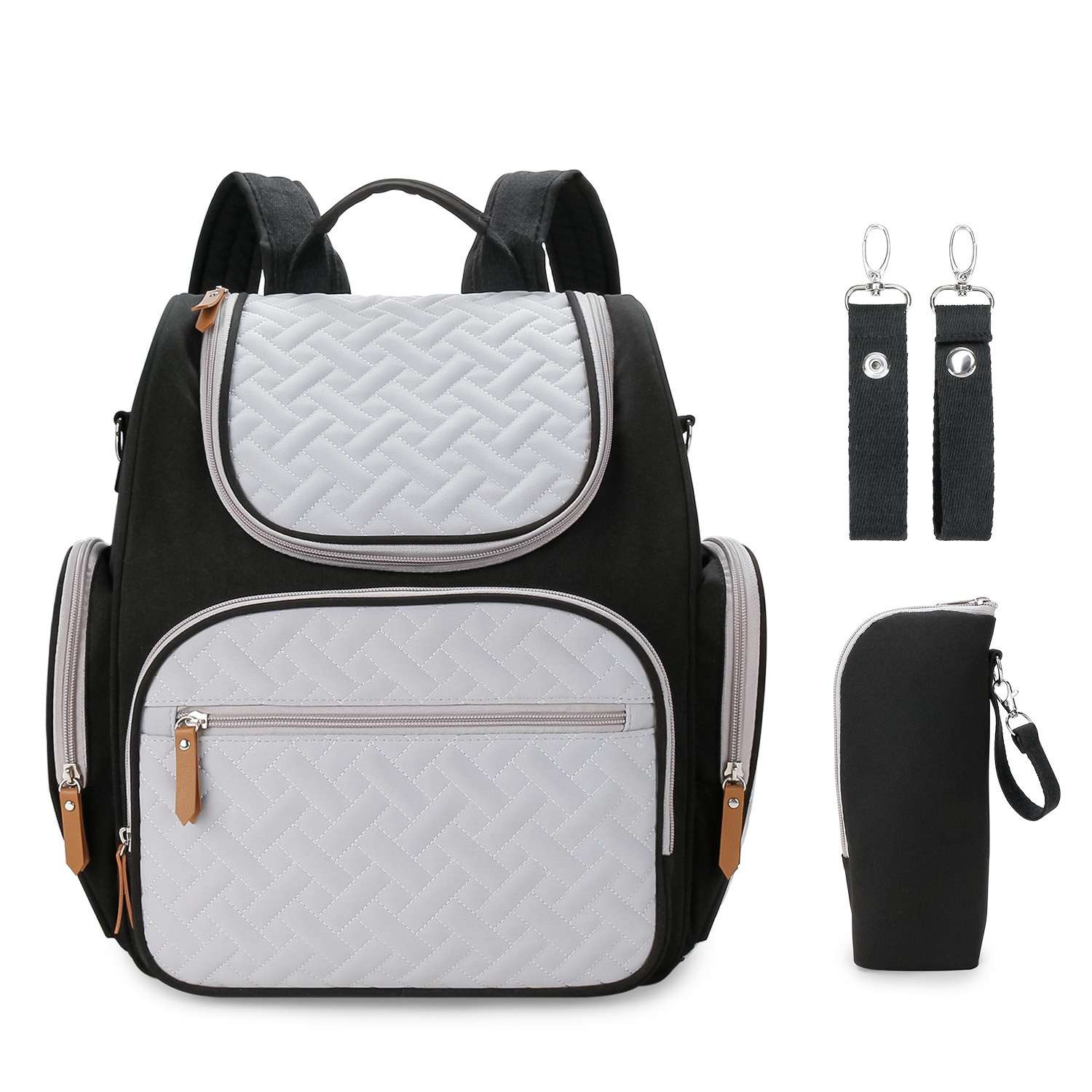 Monochrome Quilted Comfort Diaper Bag