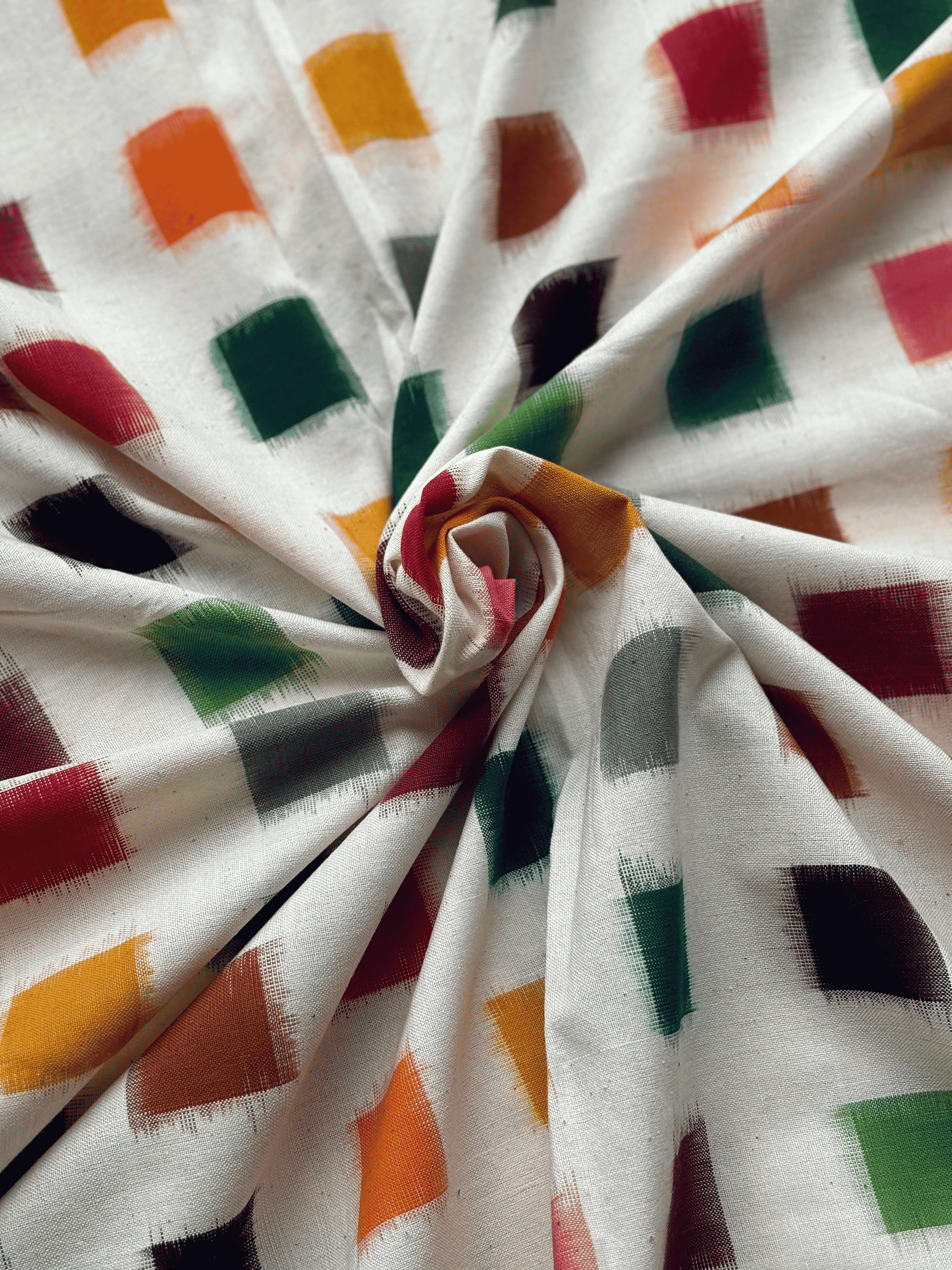 Cotton Double Ikat Multi Box Fabric