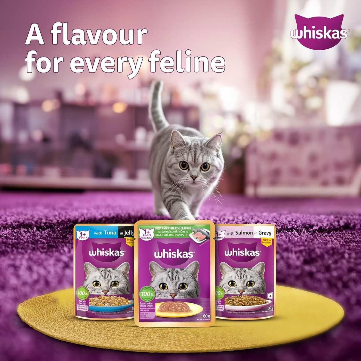 Whiskas Tune & White Fish in Jelly Wet Cat (1+ year) Food, 80g