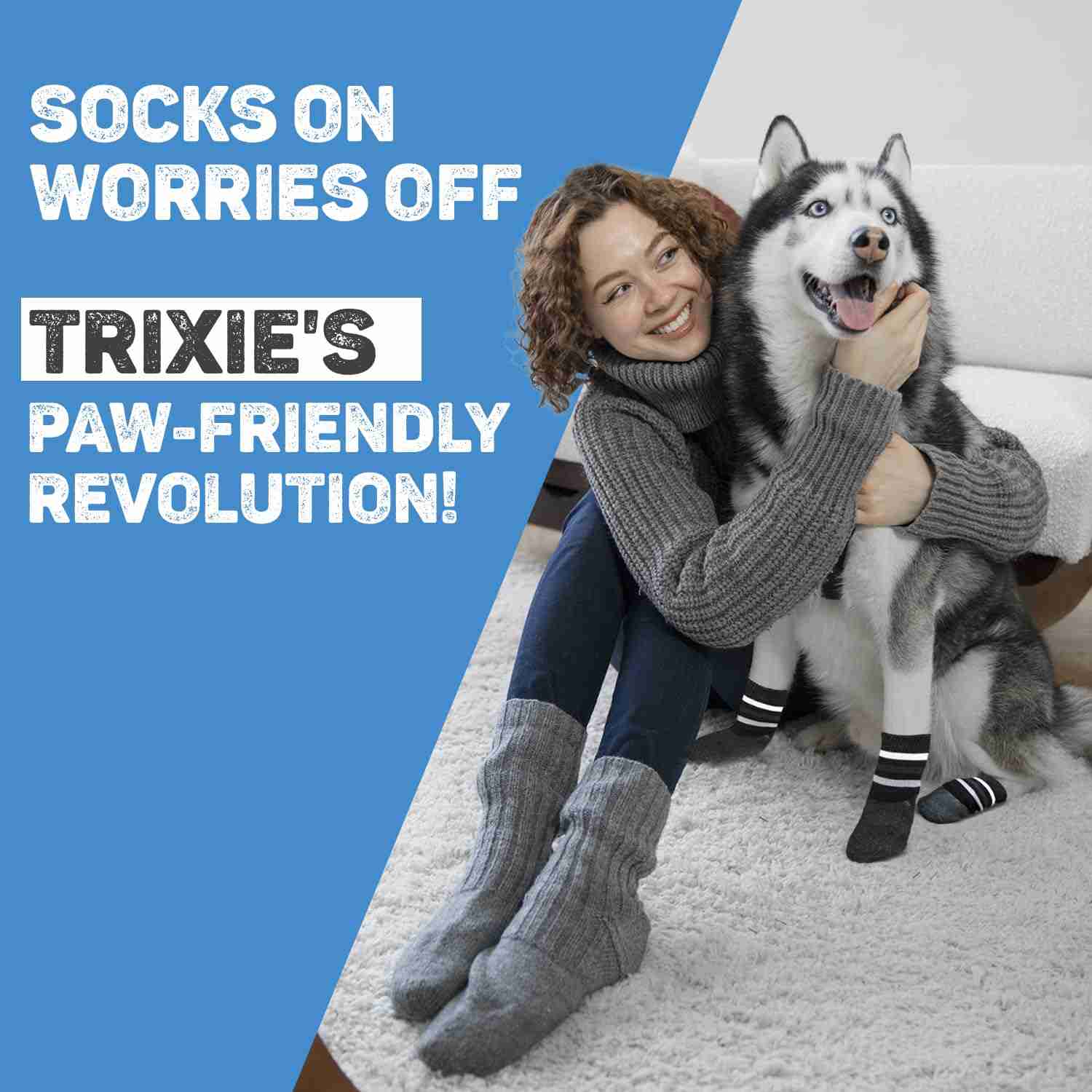 Trixie Dog Socks Non Slip with All Round Rubber Coating, (2 PCS, Black)