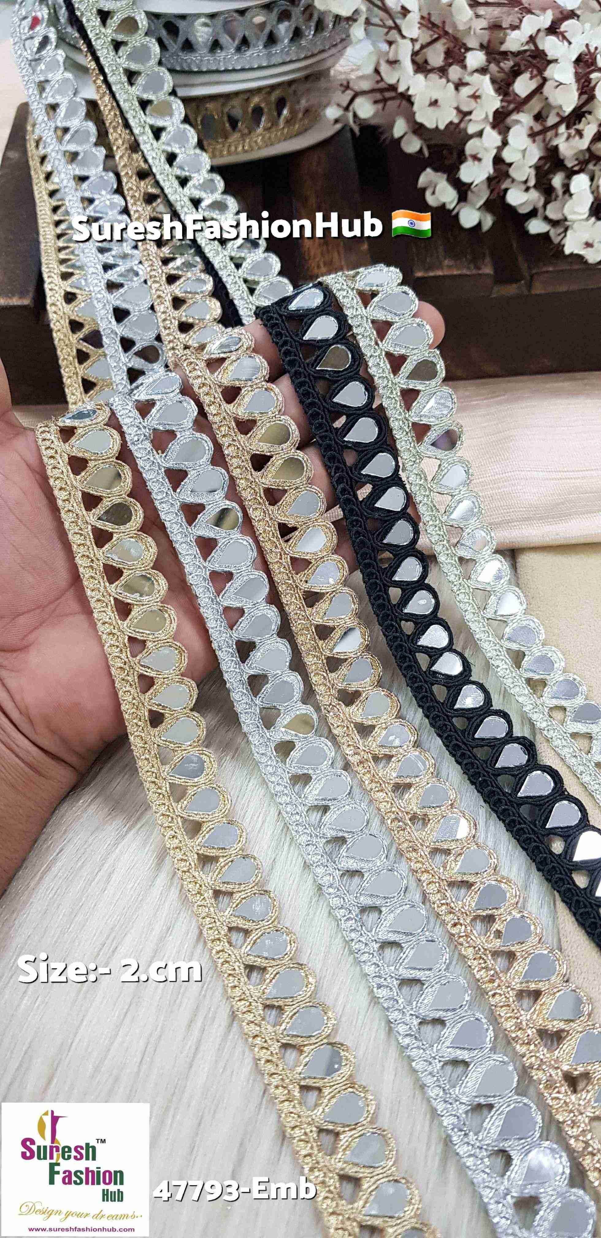 Pearl Gold Drop Mirror Cutwork Lace