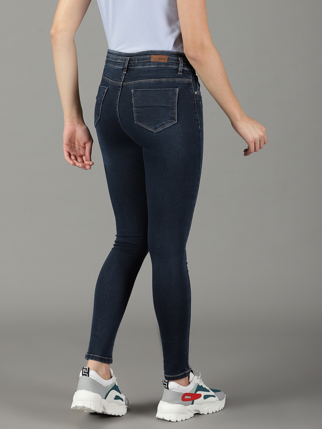 Showoff | SHOWOFF Women Navy Blue Solid  Slim Fit Jeans 3