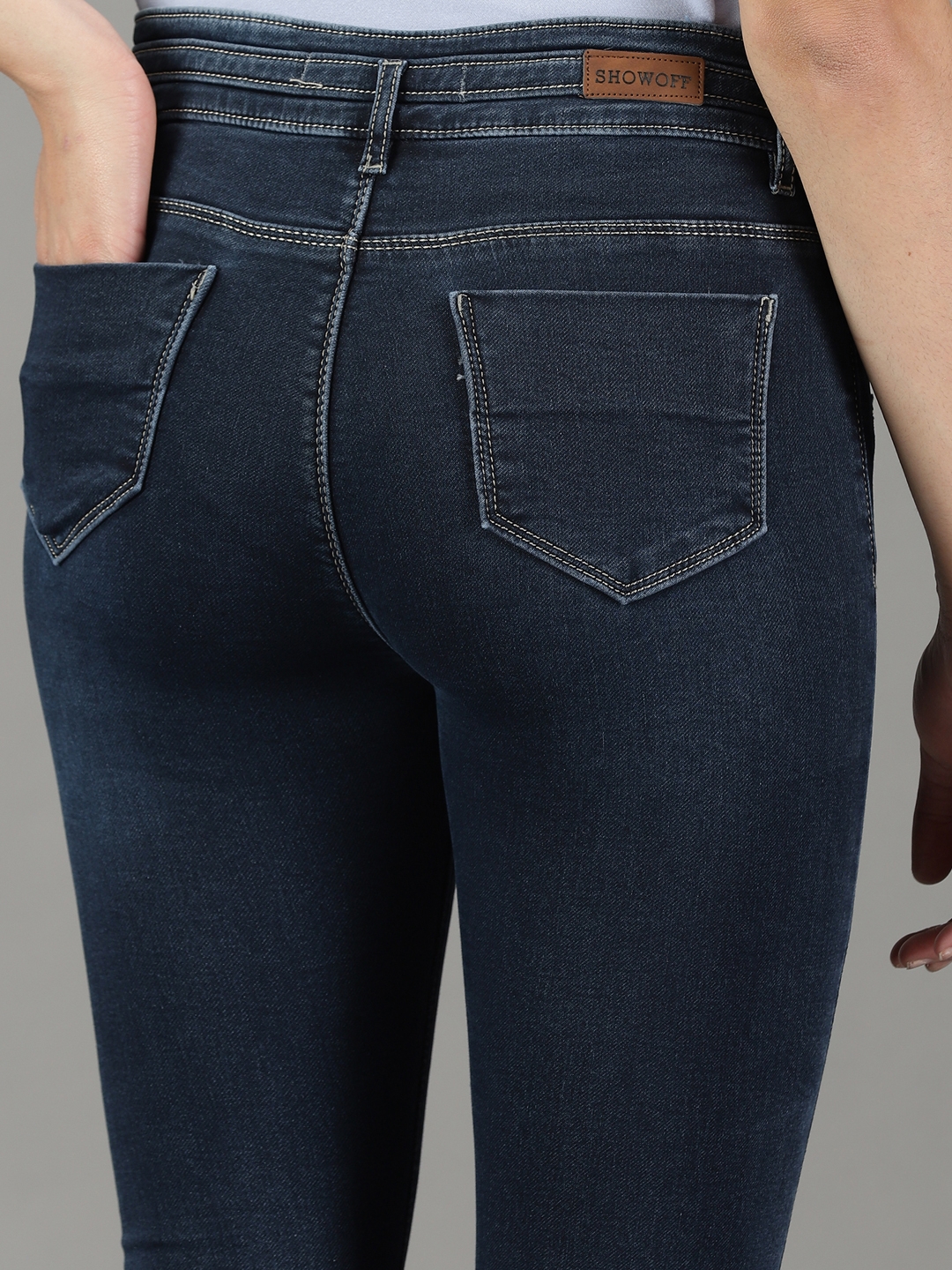 Showoff | SHOWOFF Women Navy Blue Solid  Slim Fit Jeans 6