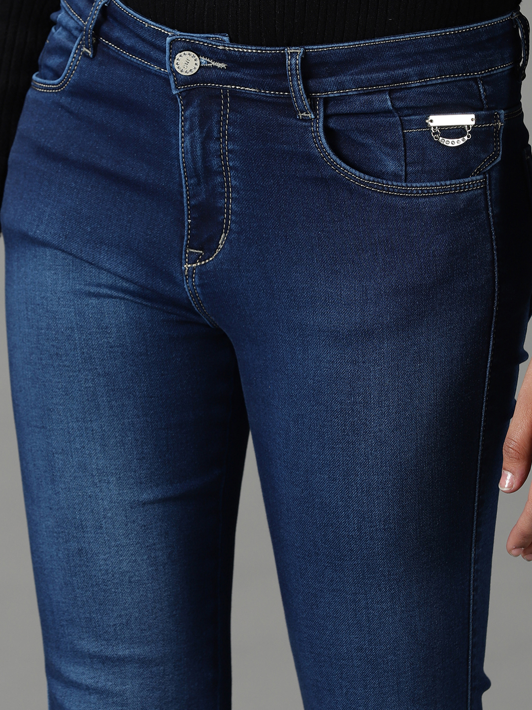 SHOWOFF Women Navy Blue Solid  Bootcut Jeans