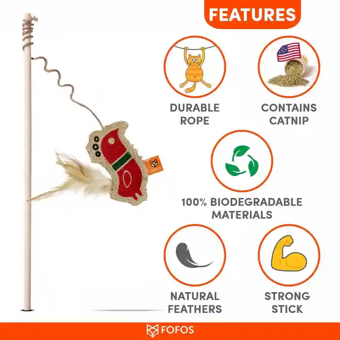 Barkbutler Fofos Scandi Rooster Wooden Stick Toy for Dogs
