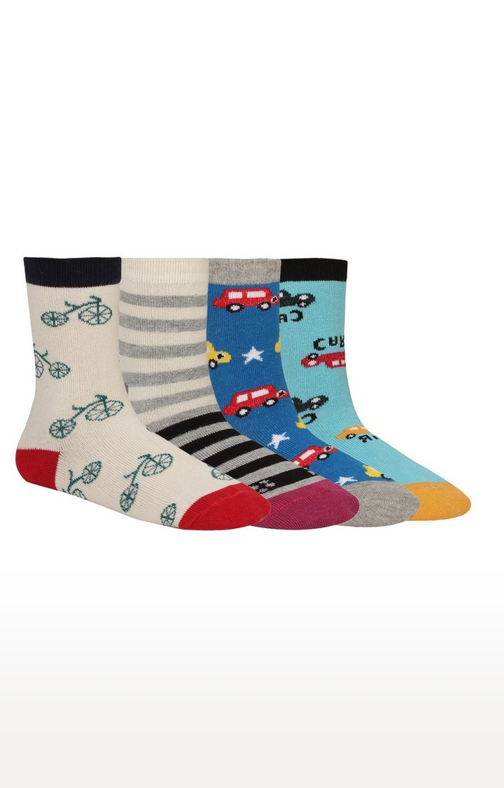 CREATURE | Creature Printed Multi-coloured Cotton Socks for Kids - (Pack of 4) 0