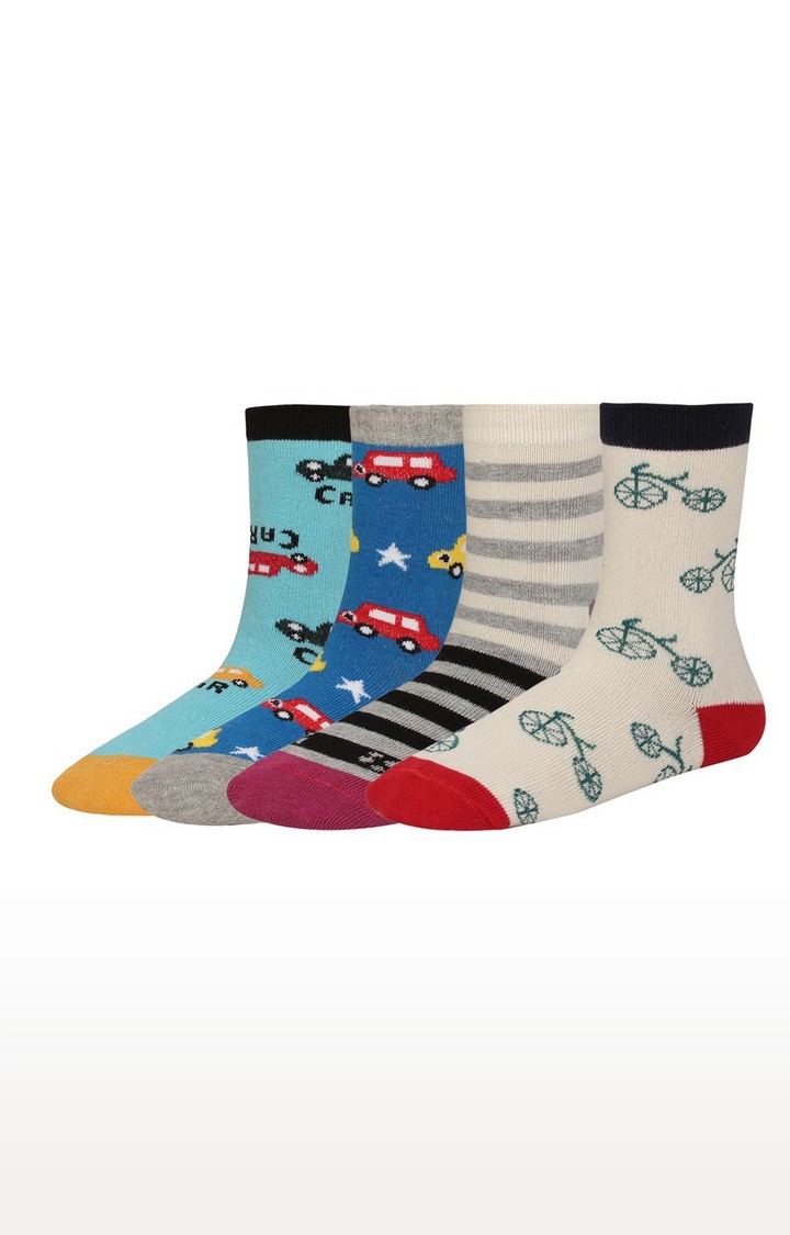 CREATURE | Creature Printed Multi-coloured Cotton Socks for Kids - (Pack of 4) 1