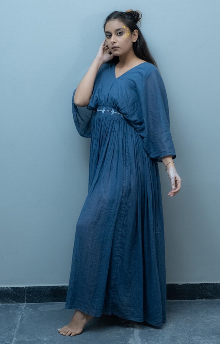 OurDve | Blue Cotton Dress 1