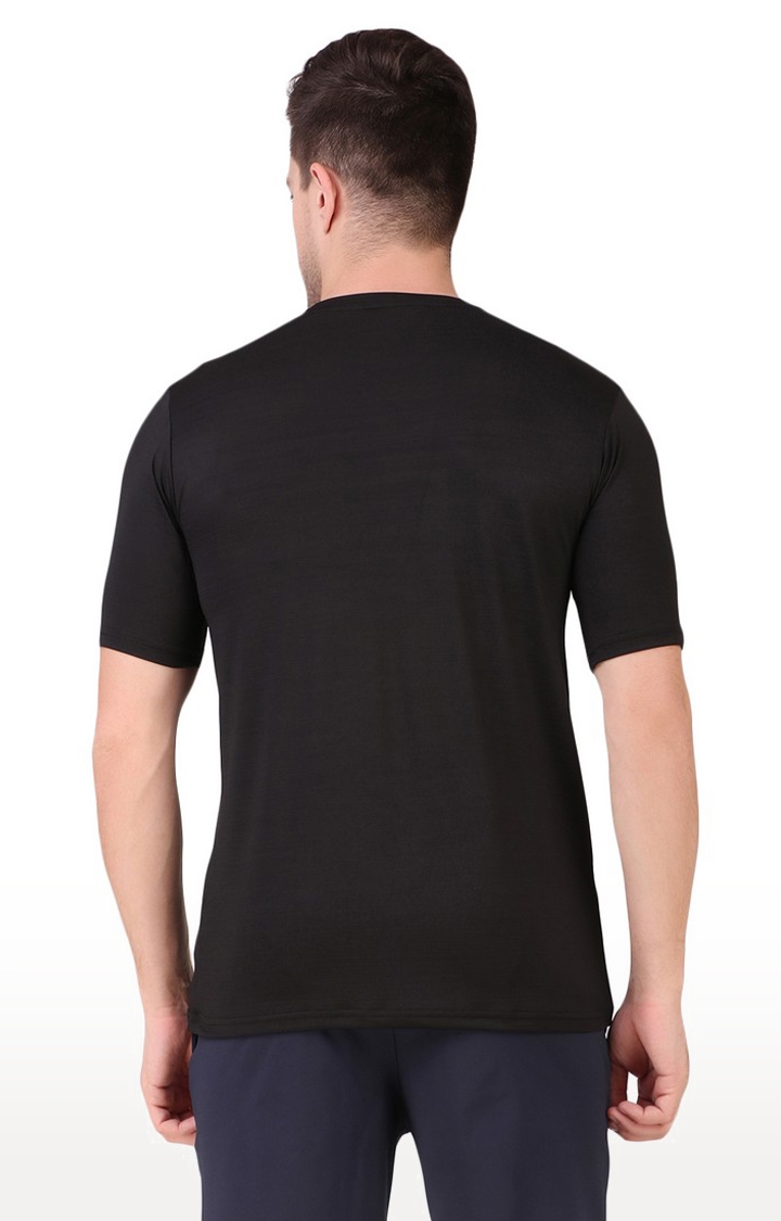 Fitinc | Men's Black Lycra Solid Activewear T-Shirt 3