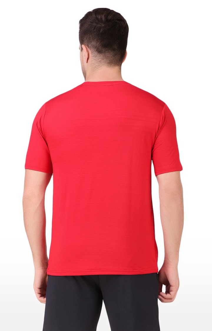Fitinc | Men's Red Lycra Solid Activewear T-Shirt 4