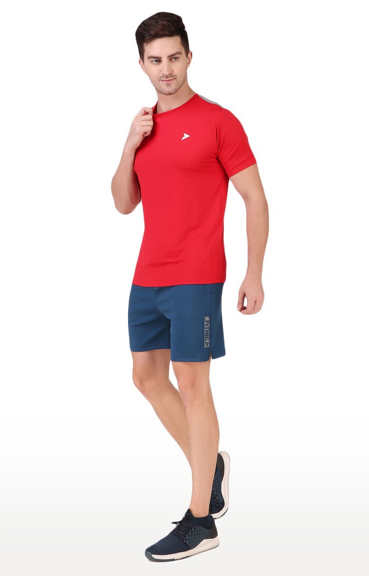 Fitinc | Men's Red Lycra Solid Activewear T-Shirt 1