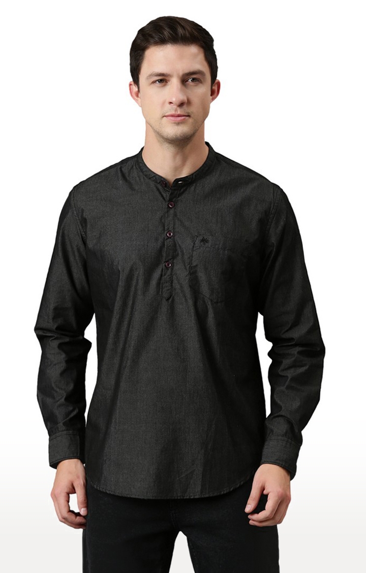 Chennis | Men's Black Cotton Solid Casual Shirt 0