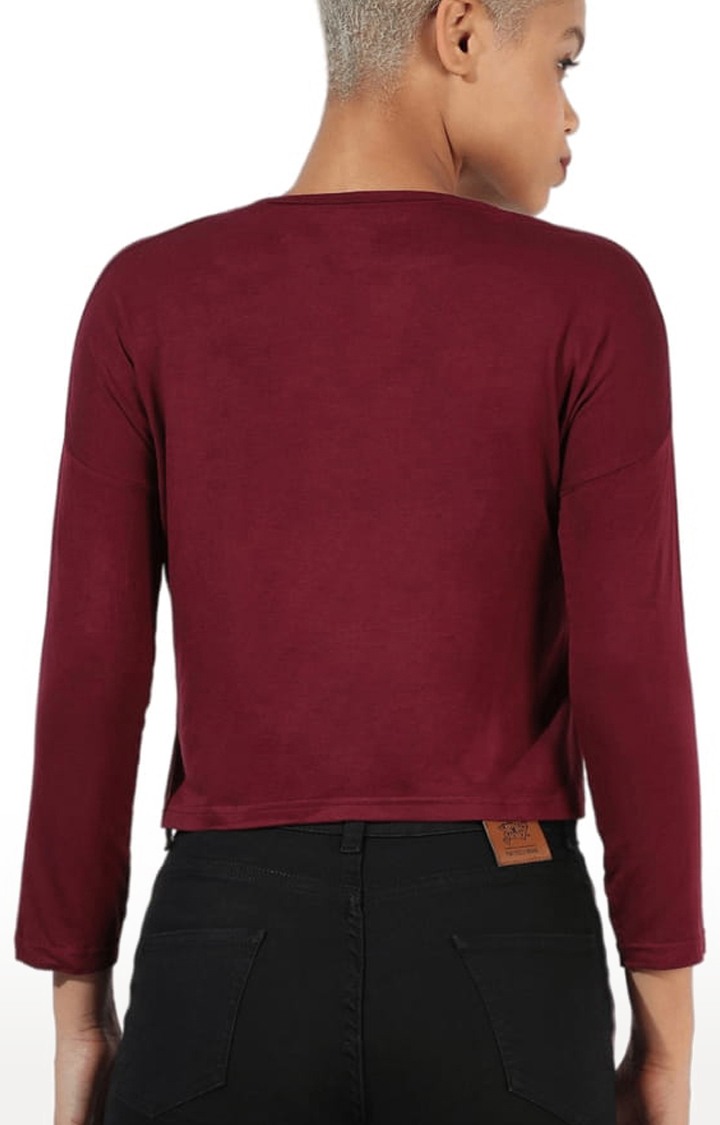 Women's Red Typographic Crop Top