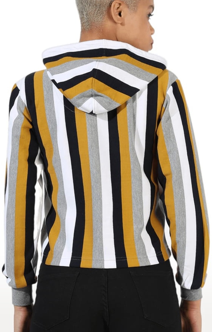 Women's Multicolour Cotton Striped Hoodies