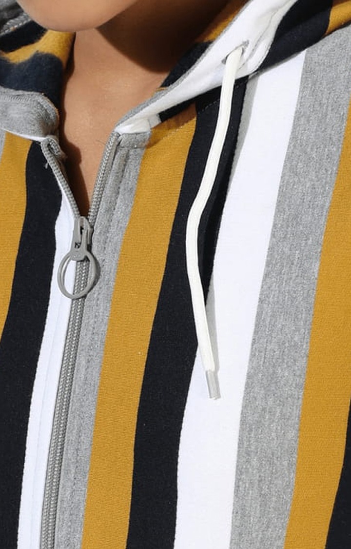 Women's Multicolour Cotton Striped Hoodies