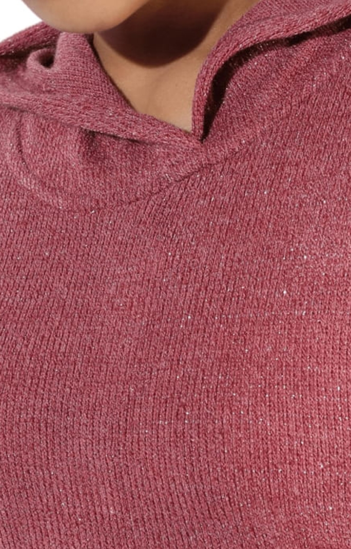 Women's Pink Polyester Textured Crop Top
