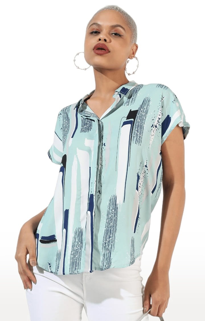 Women's Green Printed Casual Shirts