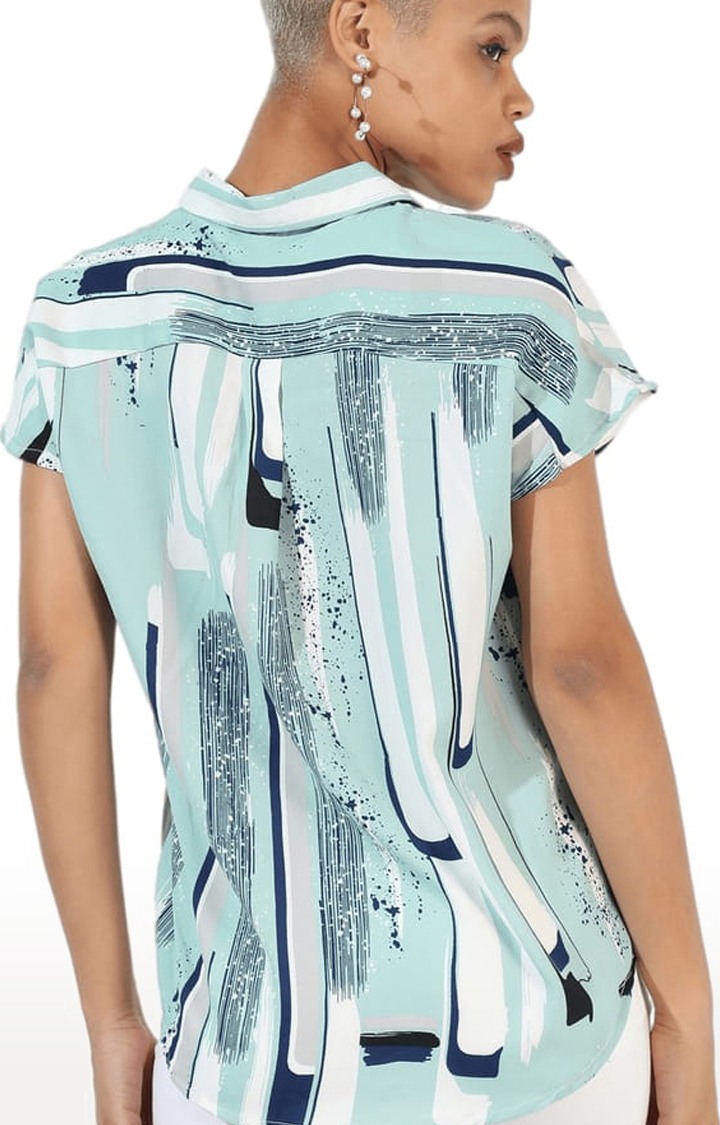 Women's Green Printed Casual Shirts