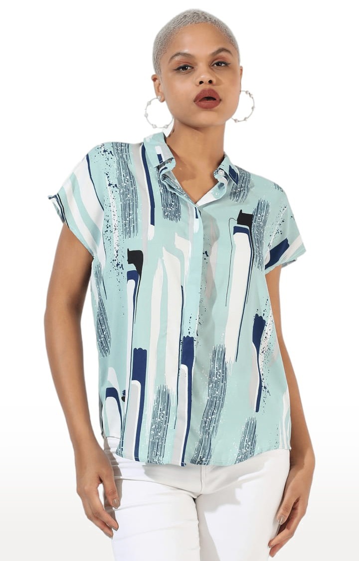 Women's Green Printed Casual Shirts