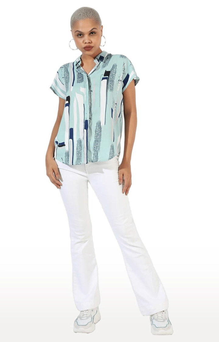 Women's Green Printed Casual Shirts