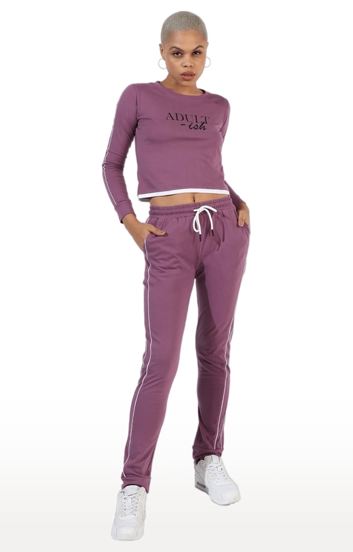 CAMPUS SUTRA | Women's Purple Cotton Solid Co-ords