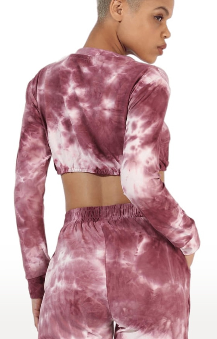 Women's Maroon Cotton Tie Dye Co-ords