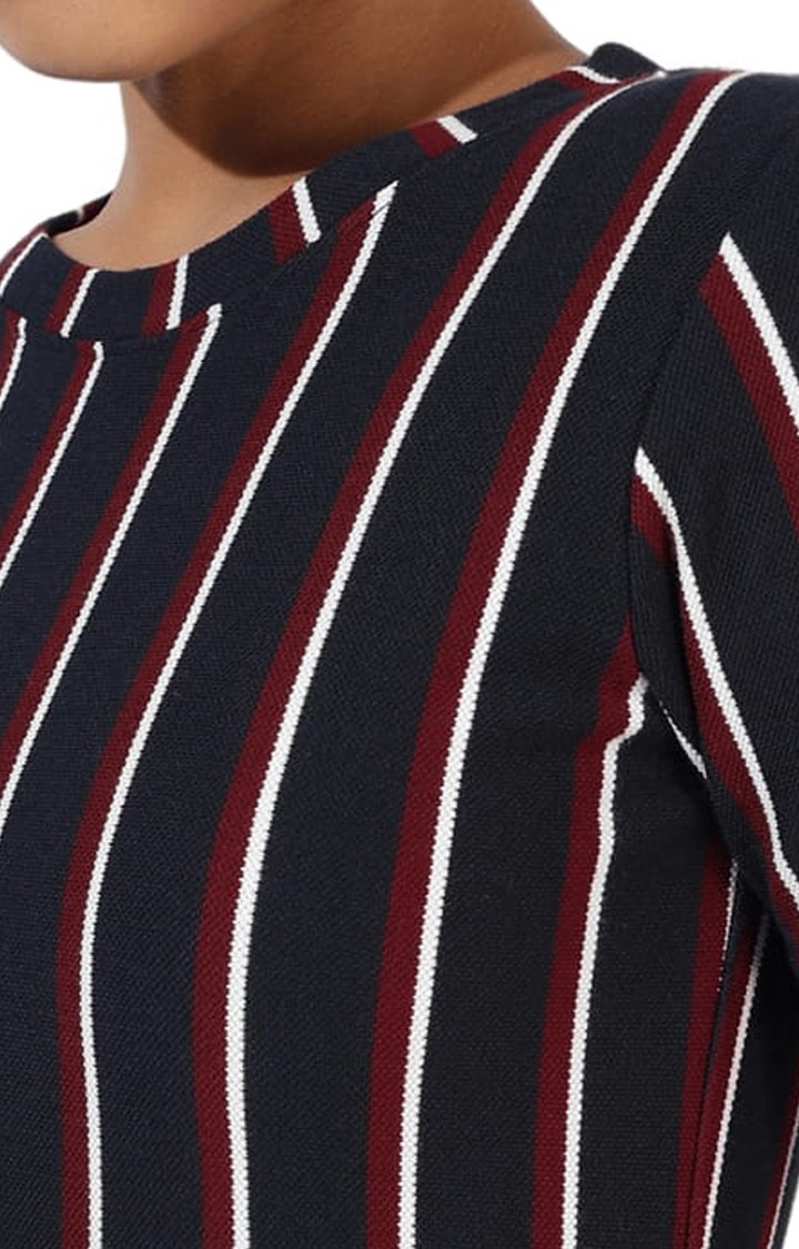 Women's Blue Striped Sheath Dress