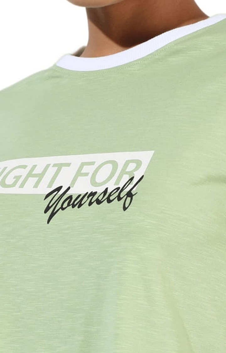 Women's Green Typographic Crop Top