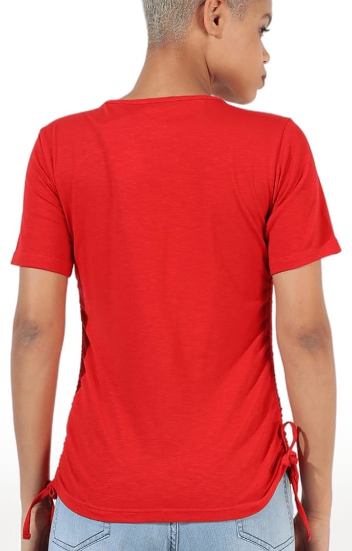 Women's Red Solid Tops