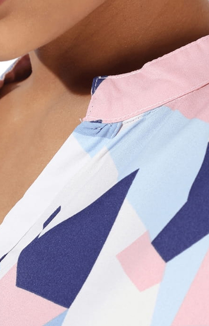 Women's Multicolour Crepe Printed Casual Shirt