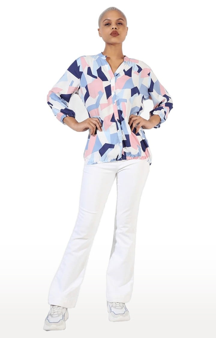 Women's Multicolour Crepe Printed Casual Shirt