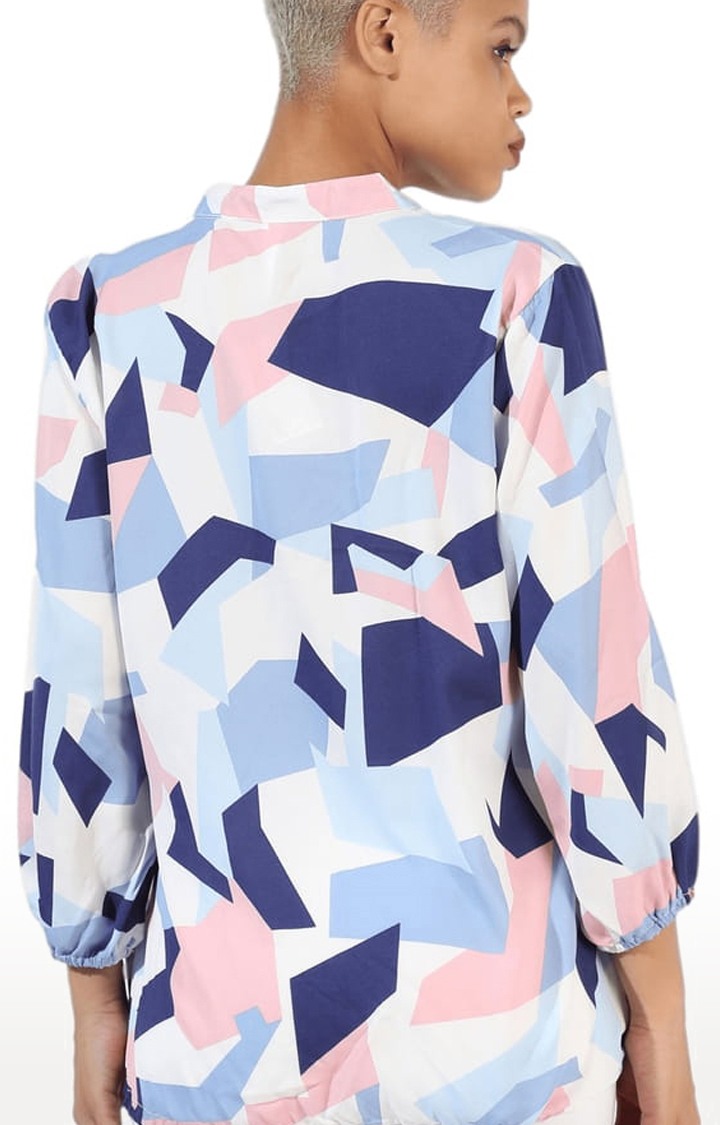 Women's Multicolour Crepe Printed Casual Shirt