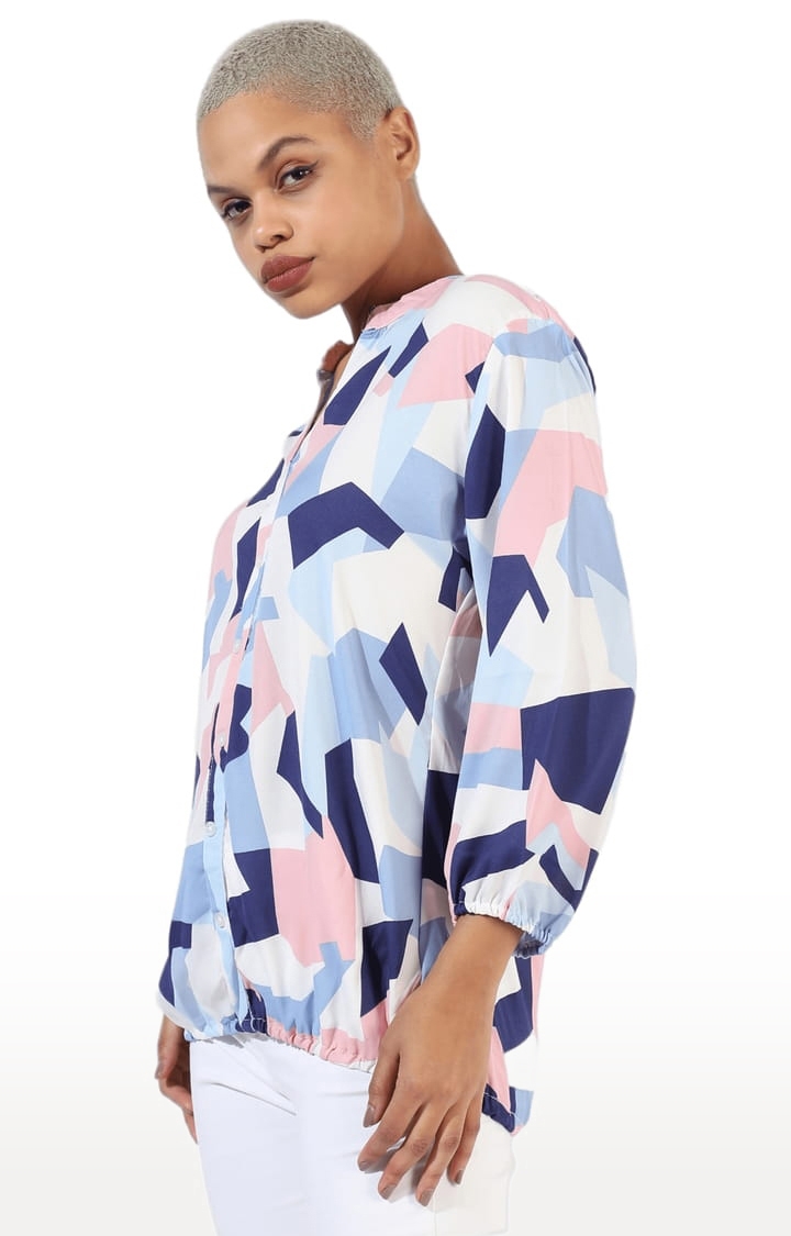 Women's Multicolour Crepe Printed Casual Shirt