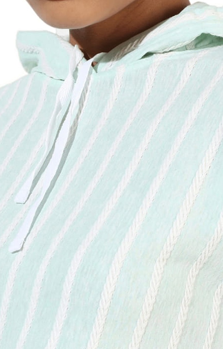 Women's Mint Green Cotton Striped Crop Top