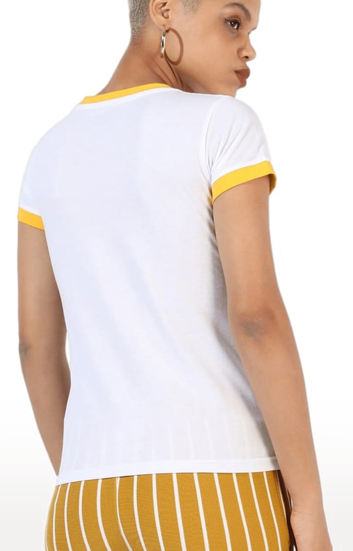 Women's White Cotton Solid Regular T-Shirt