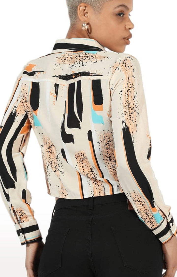 Women's Beige Printed Casual Shirts