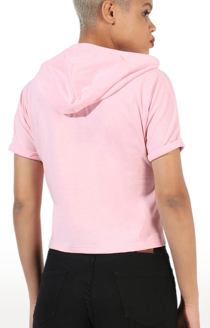 CAMPUS SUTRA | Women's Pink Cotton Solid Crop Top 3