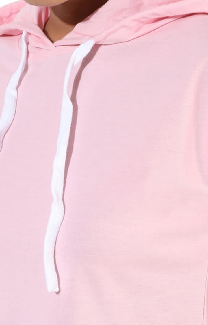 CAMPUS SUTRA | Women's Pink Cotton Solid Crop Top 4