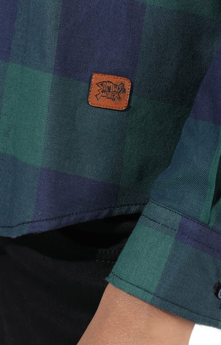 Women's Green Checked Casual Shirts