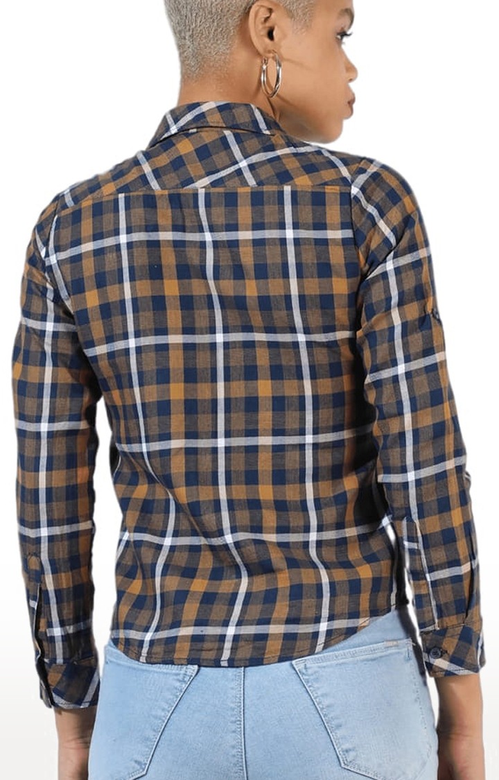 Women's Multicolour Cotton Checkered Casual Shirt