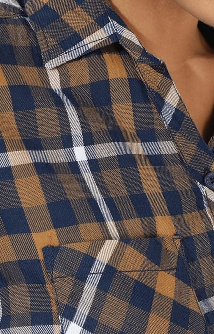 Women's Multicolour Cotton Checkered Casual Shirt