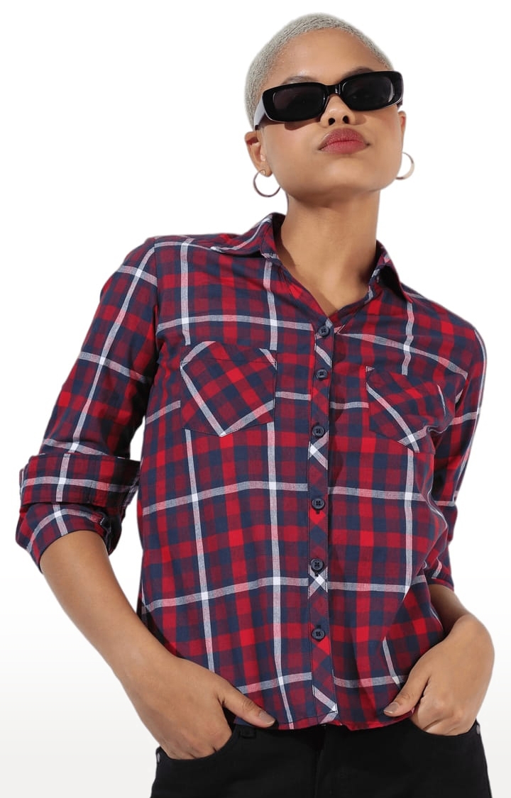 Women's Multicolour Cotton Checkered Casual Shirt