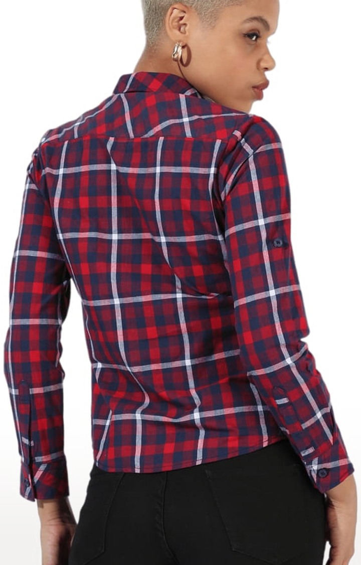 Women's Multicolour Cotton Checkered Casual Shirt