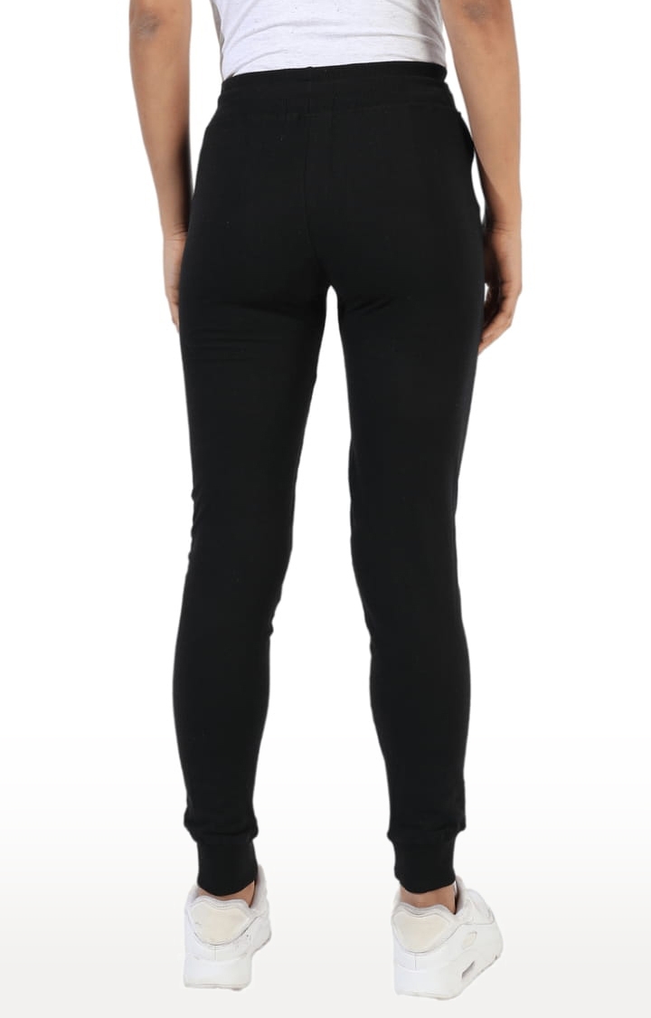 Women's Black Printed Regular Fit Casual Jogger
