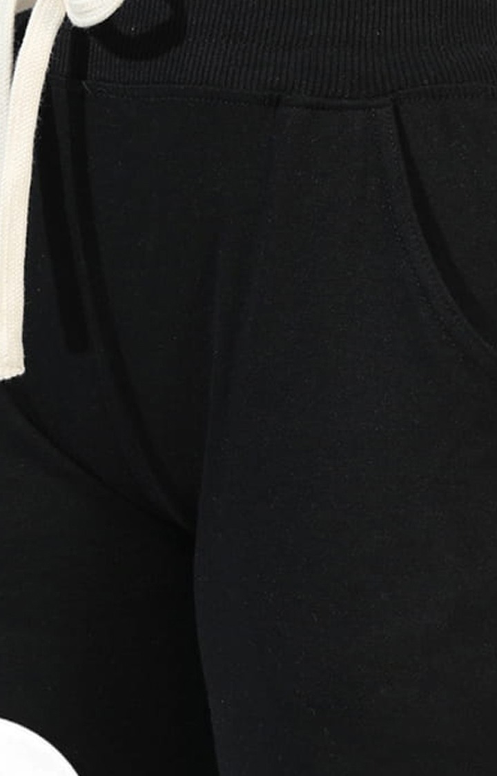 Women's Black Typographic Cotton Trackpants