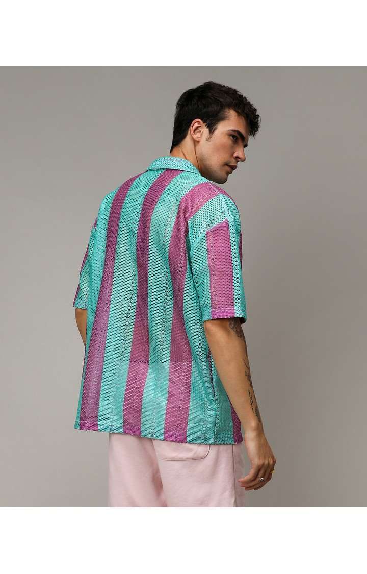 Men's Multicolor Striped Oversized Shirts