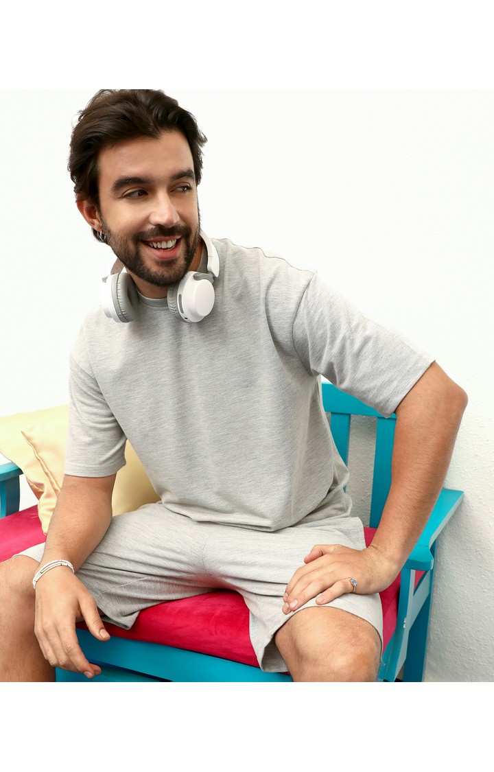 Men's Grey Solid Co-ords